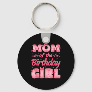 Mom Of The Birthday Girl Family Nk Coquette Bow  Key Ring