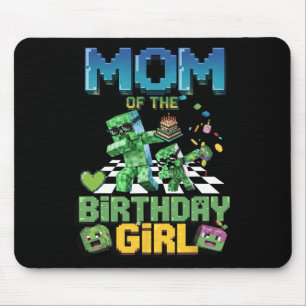 Mom Of The Birthday Girl Funny Video Game Pixel Gi Mouse Mat