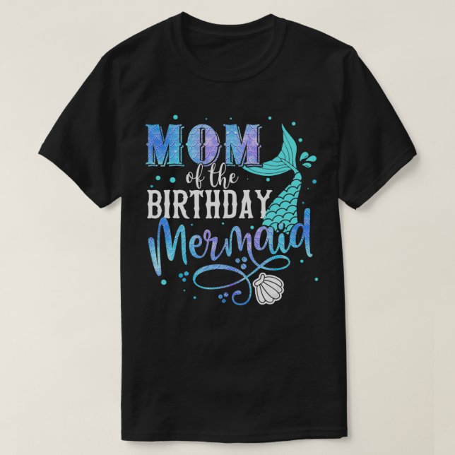 Mom Of The Birthday Mermaid Family Matching Party  T-Shirt (Design Front)