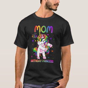 Mom Of The Birthday Princess Girl Flossing Unicorn T-Shirt