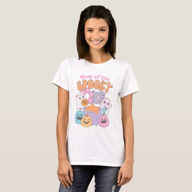 Mom of the Spooky One Hippie Halloween T-Shirt (Front Full)