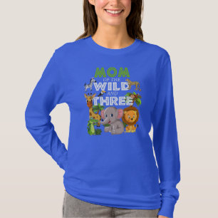 Mom of the Wild Three Zoo Birthday Safari Jungle T-Shirt
