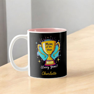 Mom of the Year Funny & Cute Mother's Day Two-Tone Coffee Mug