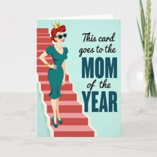 Mom Of The Year Retro Style Card