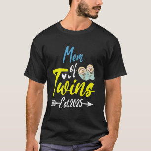 MOM of Twins Baby Shower 2025 Boy Girl Pregnancy F T-Shirt