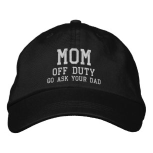 Mom Off Duty Simple Modern Typography Custom Embroidered Hat