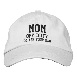 Mom Off Duty Simple Modern Typography Custom Embroidered Hat
