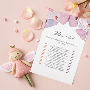 Mom or Dad Game Card - Pink Fairy Baby Shower