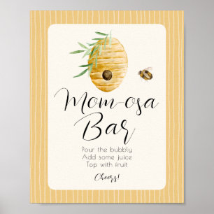 Mom-osa Bar Bee Themed Baby Shower Table Sign