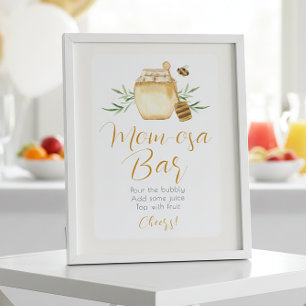 Mom-osa Bar Honey Bee Baby Shower Table Sign