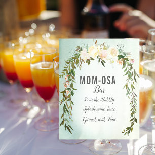 Mom-osa Bar Sign Green White Baby Sprinkle Shower