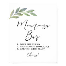 Mom-osa Bar Sign Olive Leaf Greenery Theme 