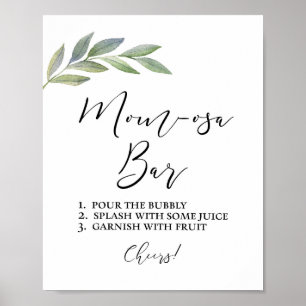 Mom-osa Bar Sign Olive Leaf Greenery Theme 