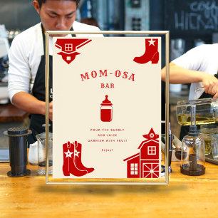 Mom-osa Bottles & Boots Cowboy Retro Baby Shower Poster