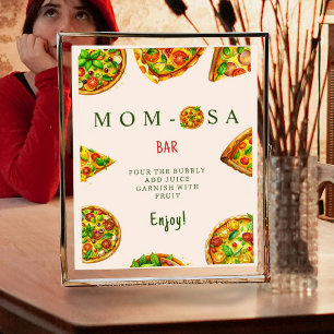 Mom-osa Oh Baby Pizza Tomatoes Olivia Baby Shower Poster