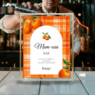 Mom-osa Orange 3D Citrus Plaid Drawn Baby Shower Poster
