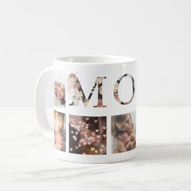 MOM Pampas Custom Boho Modern Multi Photo Mug (Front Left)