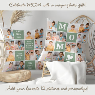 MOM Personalised 12 Photo Collage Mother's Day Cushion