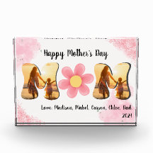 MOM Photo Block, Flower, Pink Flowers, Personalise