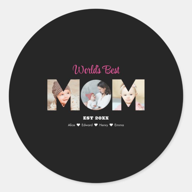 Mom Photo Collage Cutout Mothers Day Birthday  Classic Round Sticker (Front)