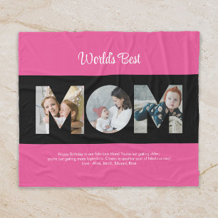 Mom Photo Collage Cutout Mother's Day Birthday Fleece Blanket