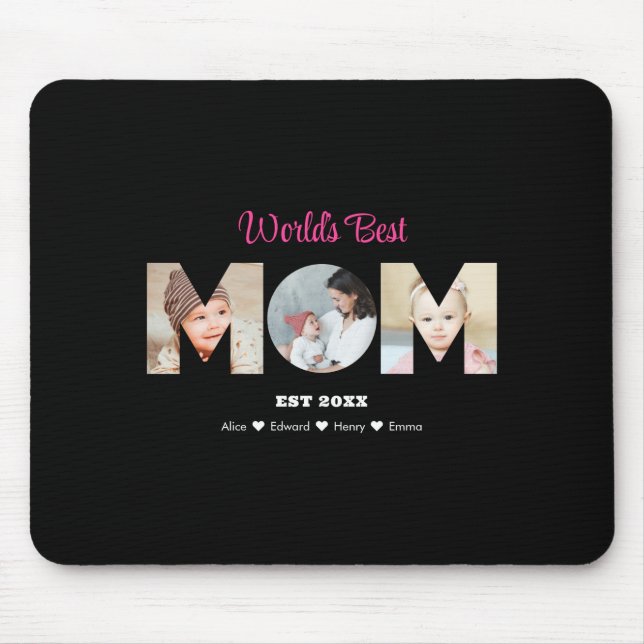 Mom Photo Collage Cutout Mothers Day Birthday  Mouse Mat (Front)