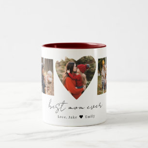Mom Photo Collage Heart Photo Mother's Day Coffee  Two-Tone Coffee Mug
