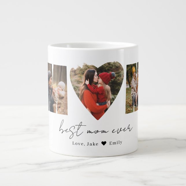 Mom Photo Collage Heart Photo Mother's Day Large C Large Coffee Mug (Front)