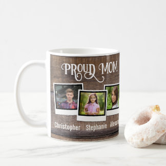 Mom Photo Mug Proud Mom 3 Kids Vintage Mothers Day