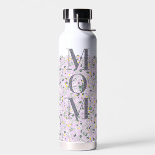 Mom Pilates Yoga light purple flowers Water Bottle
