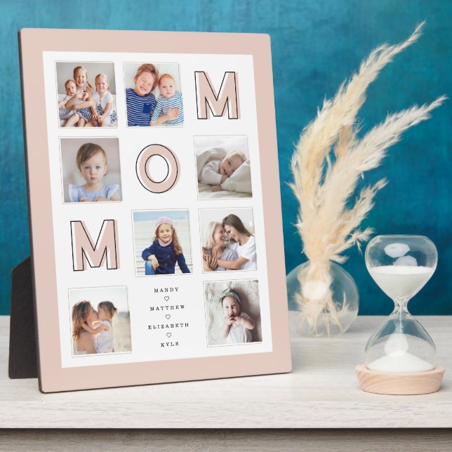 MOM Pink Letters Family Photo Collage Pink Frame (Side)
