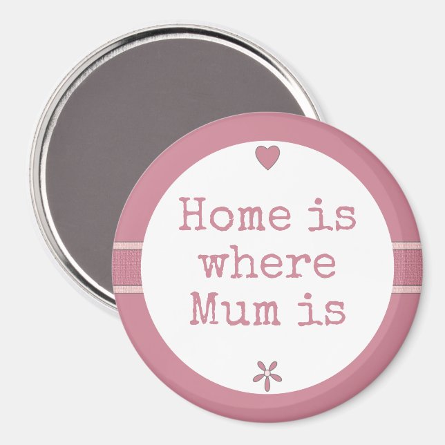Mom pink with flower and home quote magnet (Front/Back)
