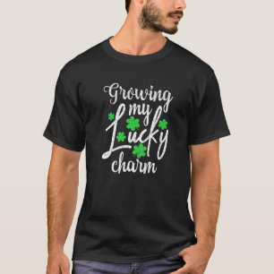 Mom Pregnancy Announcement St Paddys Growing My Lu T-Shirt
