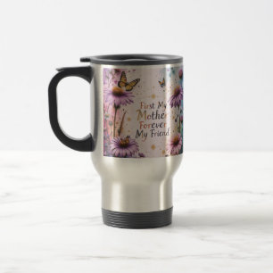 MOM Purple Echineceas Butterflies Travel Mug