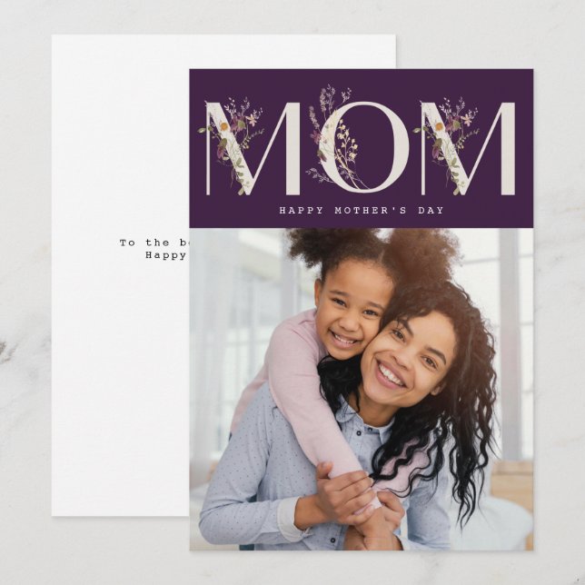 MOM | purple modern happy mother's day card (Front/Back)