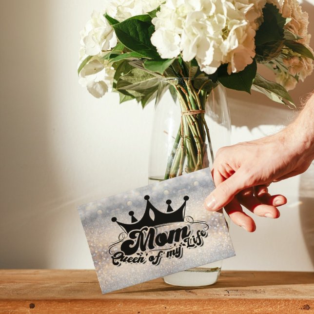 MOM Queen of my life, Elegant Glitter Postcard (Creator Uploaded)