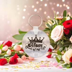 MOM Queen of my life Glitter Keychain