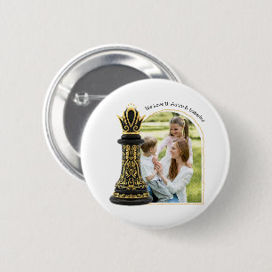 MOM Queen of my life, Golden Script Black Chess 6 Cm Round Badge