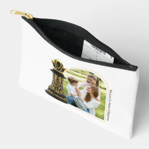 MOM Queen of my life, Golden Script Black Chess Accessory Pouch