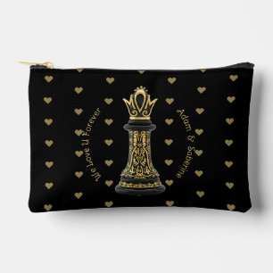MOM Queen of my life, Golden Script Black Chess  Accessory Pouch
