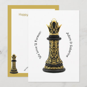 MOM Queen of my life, Golden Script Black Chess Holiday Card