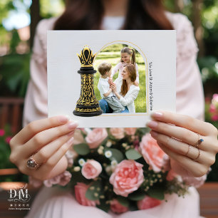 MOM Queen of my life, Golden Script Black Chess  Holiday Card