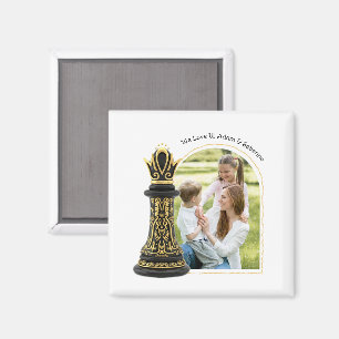 MOM Queen of my life, Golden Script Black Chess Magnet