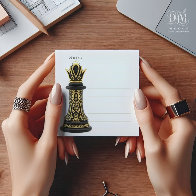 MOM Queen of my life, Golden Script Black Chess  Notepad (Creator Uploaded)