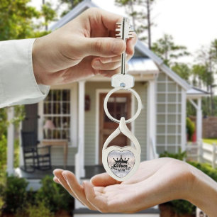 MOM Queen of my life Modern Glitter Metal Keychain