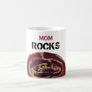 *~* MOM Rocks Agate Gold Glitter Stone Lapidary Coffee Mug