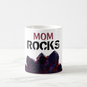 *~* MOM ROCKS Purple Crystals Stones Lapidary Coffee Mug