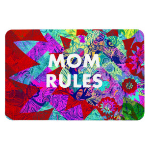 MOM RULES Colourful Floral Mothers Day gifts Magnet