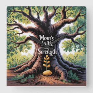 Mom’s Faith, My Strength Square Wall Clock