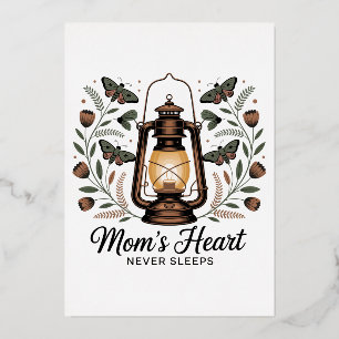 Mom’s Heart Never Sleeps Foil Holiday Card
